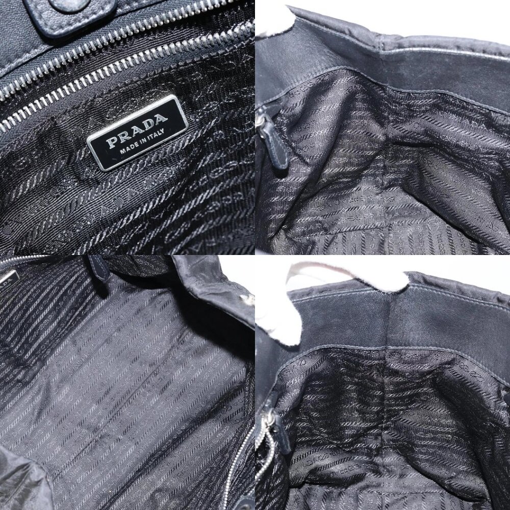 PRADA Tote Bag Nylon Black Silver Auth hk3058 - Picture 15 of 16